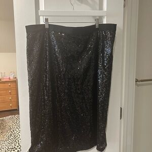 Isaac Mizrahi Black Sequin Midi Skirt